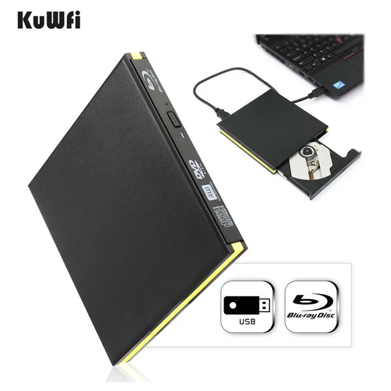 KuWFi USB 3 0 Blu-Ray привод горелки Внешний DVD рекордер писатель BD-RE +/-RW DVD-RAM 3D плеер для