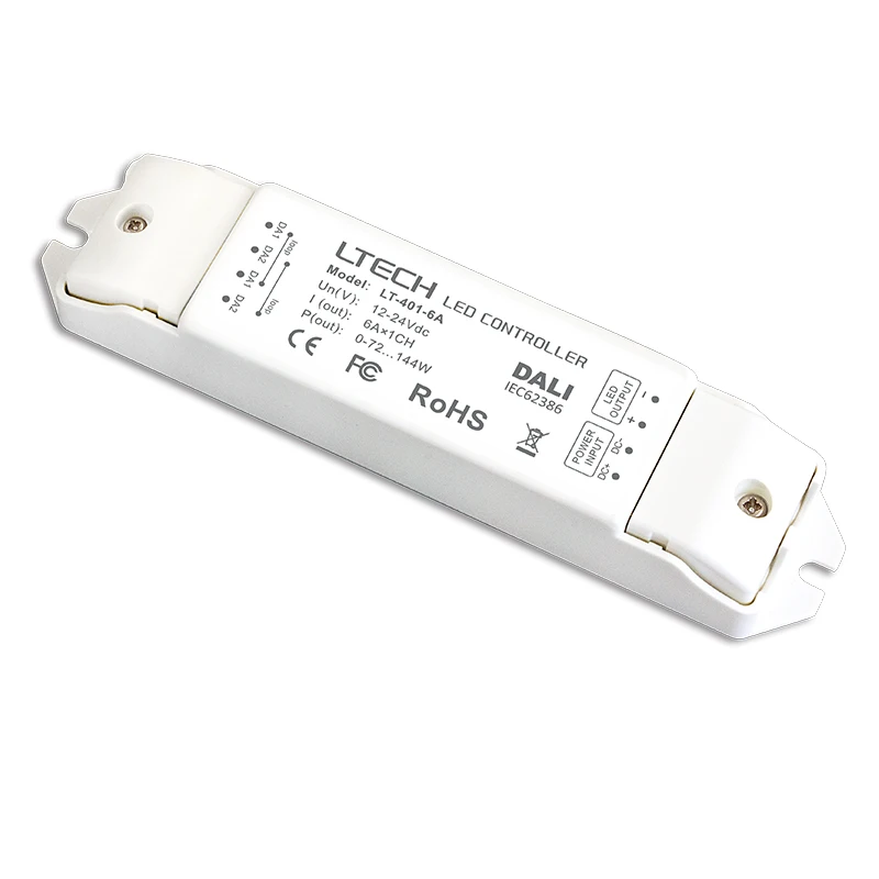 

Ltech DALI Dimming Driver DC 12-24V 6A Output PWM Dimmable Driver DALI Bus LED Driver LT-401-6A