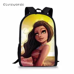 ELVISWORDS/Детский рюкзак с принтом из мультфильма «Моана»; Детский рюкзак; Kawaii; дизайнерский узор для девочек; сумки для начальной школы