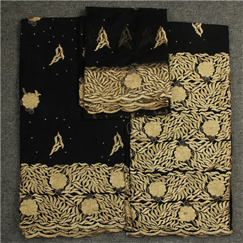 

Elegant African cotton lace fabric and net lace fabric set (2.5y+2.5y+2.5y) for party dress NCS28