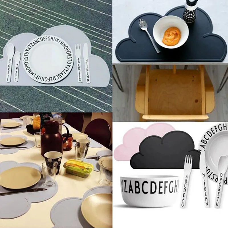 New Baby Kids Silicone Cloud Placemat Table Mat Food Mats Dining Table Placemats Feeding Plate