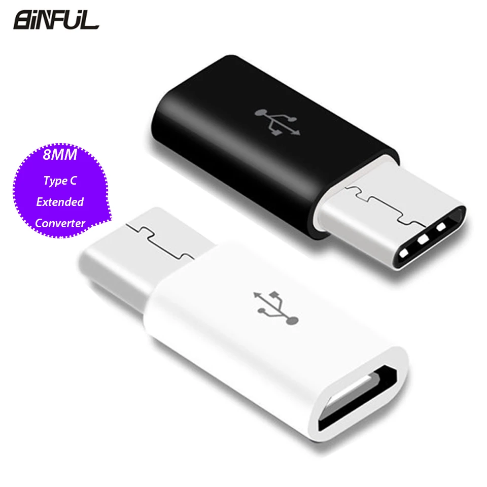 8 мм Длинный usb type C адаптер для Blackview BV8000/BV9000/Pro S6 Micro USB Женский к type C Мужской конвертер type-C Кабель-адаптер