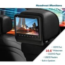 10.6 Inch DVD Car Headrest Monitor Display 10.6” LCD Monitor Display Car Pillow Monitor Support USB MP3 MP5 car Styling
