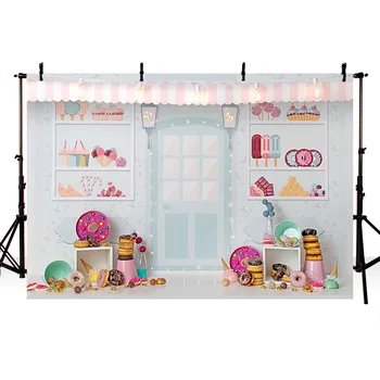 

Photography Backdrops Candy Bar Ice Cream Parlor Photo Background Baby Birthday Party Fotografia Backgrounds For Photo Studio