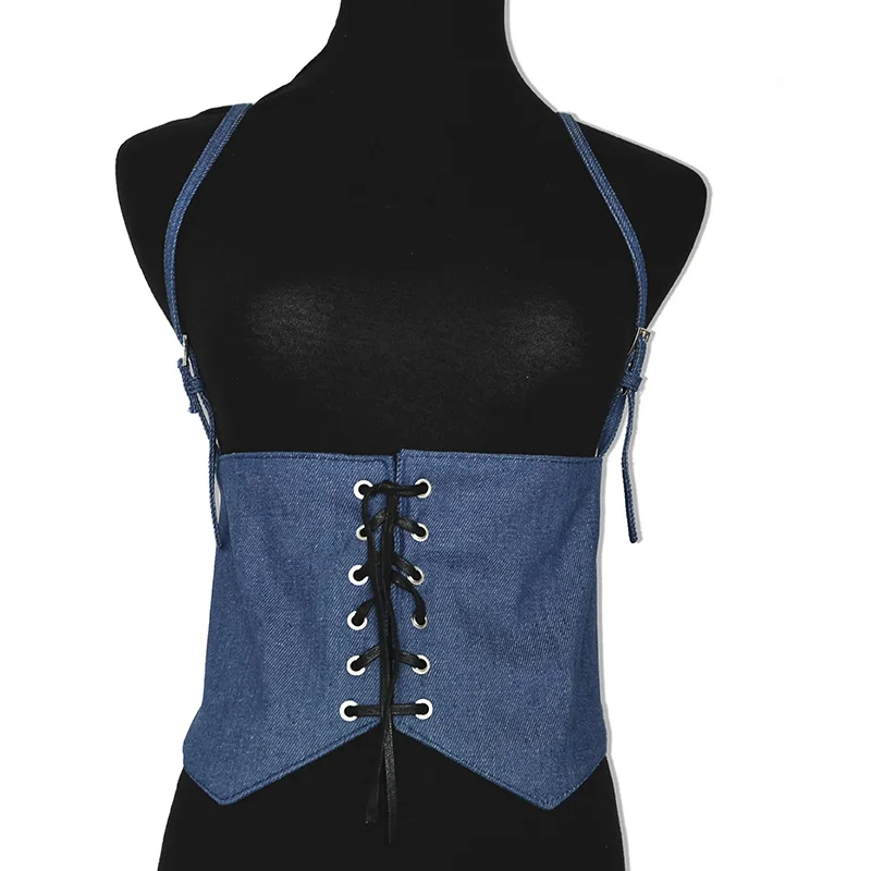 BG 228 2017 women adjustable canvas corset belt blue comfortable