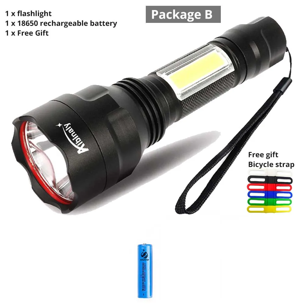 Тактический светодиодный светильник-вспышка с боковым COB рабочий светильник, водонепроницаемый C8 фонарик, используемый для езды на велосипеде, приключений, кемпинга и т. д - Испускаемый цвет: Package B