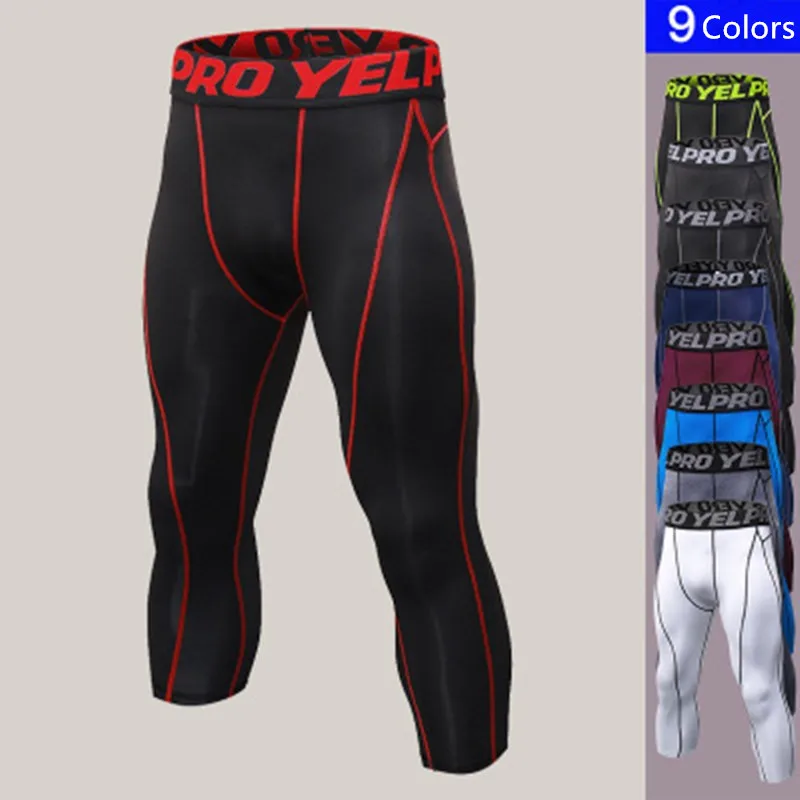 

Men's 3/4 Compression Sweatpants Running Jogging Pants Gym Sport Tights Fitness Leggings Basketball Fitness Cropped Trousers