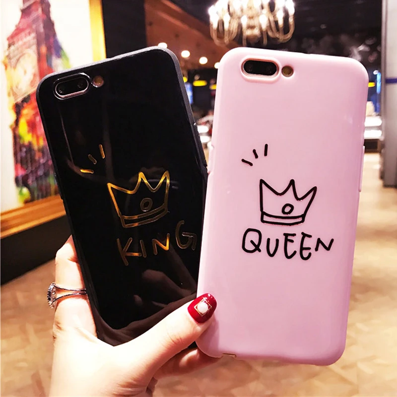 Чехол для телефона MYSUN iPhone X 8 7 6 6s Plus King Queen с буквенным рисунком короны мягкие