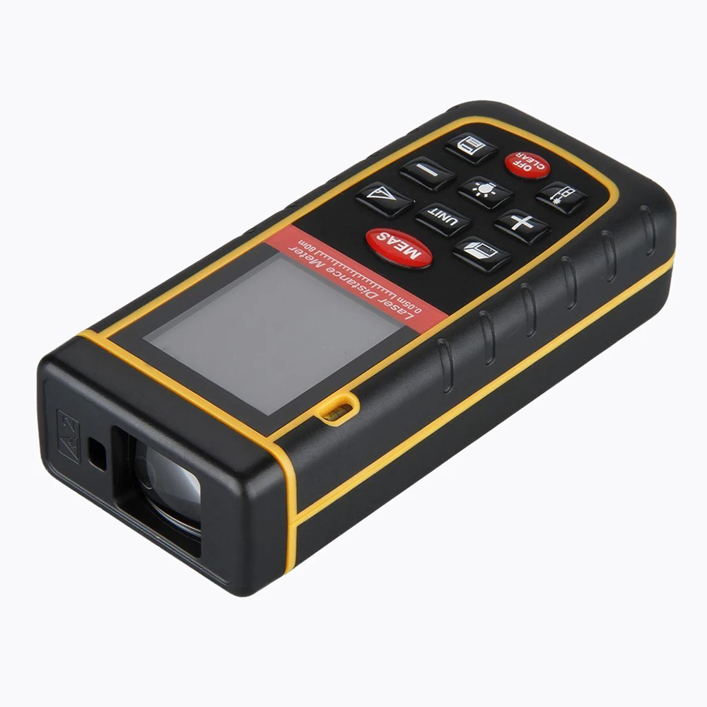 

RZ Handheld Laser Distance Meter with Rangefinder Range Finder Tape measure 0.05 to 80m Large LCD with Backlight - Black&Yellow