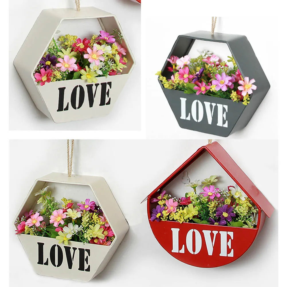 

Vintage Flower Pot Wall Mounted Iron Flower Basket Shelf for Home Garden HTQ99