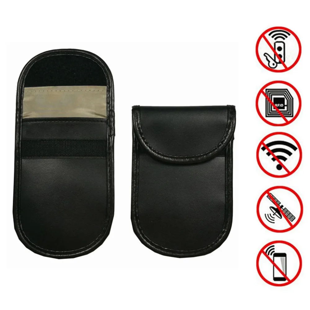 

PU Material Portable Car Key Bag Mobile Phone Signal Blocker Signal Shielding Pouch Black Block Signals