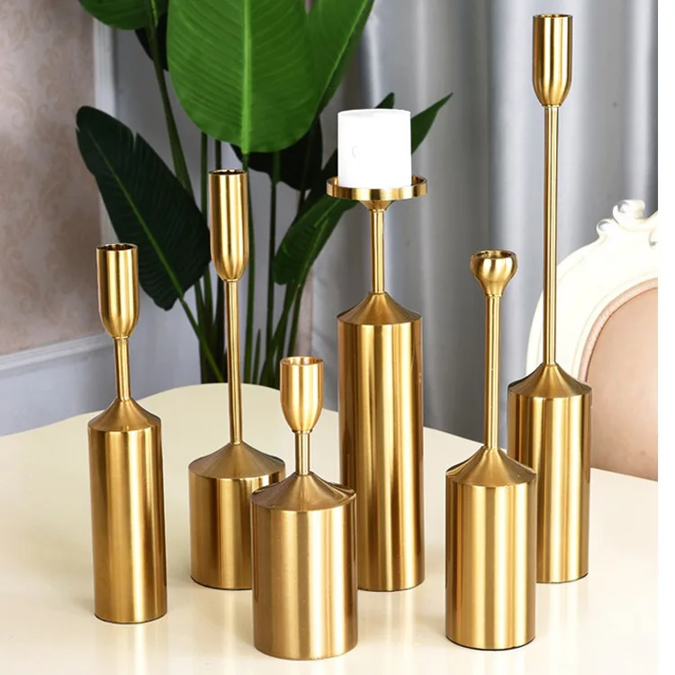 

Europe Plated Metal Candlestick Mounting 6pcs