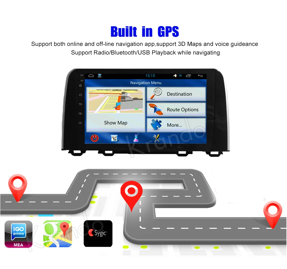 Discount Krando Android 8.1 9"Full touch Big screen car Multimedia player for Honda CRV 2017+ navigation system radio gps wifi Bluetooth 5