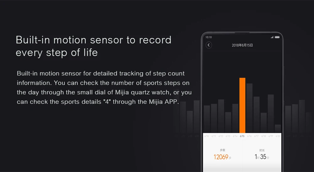 Xiaomi Mijia Smart Quartz Watch Pedometer Sensor