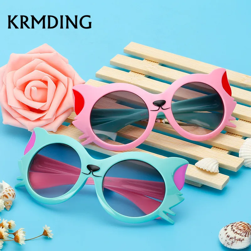 

KRMDING Fashion Children's Sunglasses Boys Girls kids Cute Cartoon Cat Eye Sunglasses Gradient Lens Glasses UV400 Sun Visor Eye
