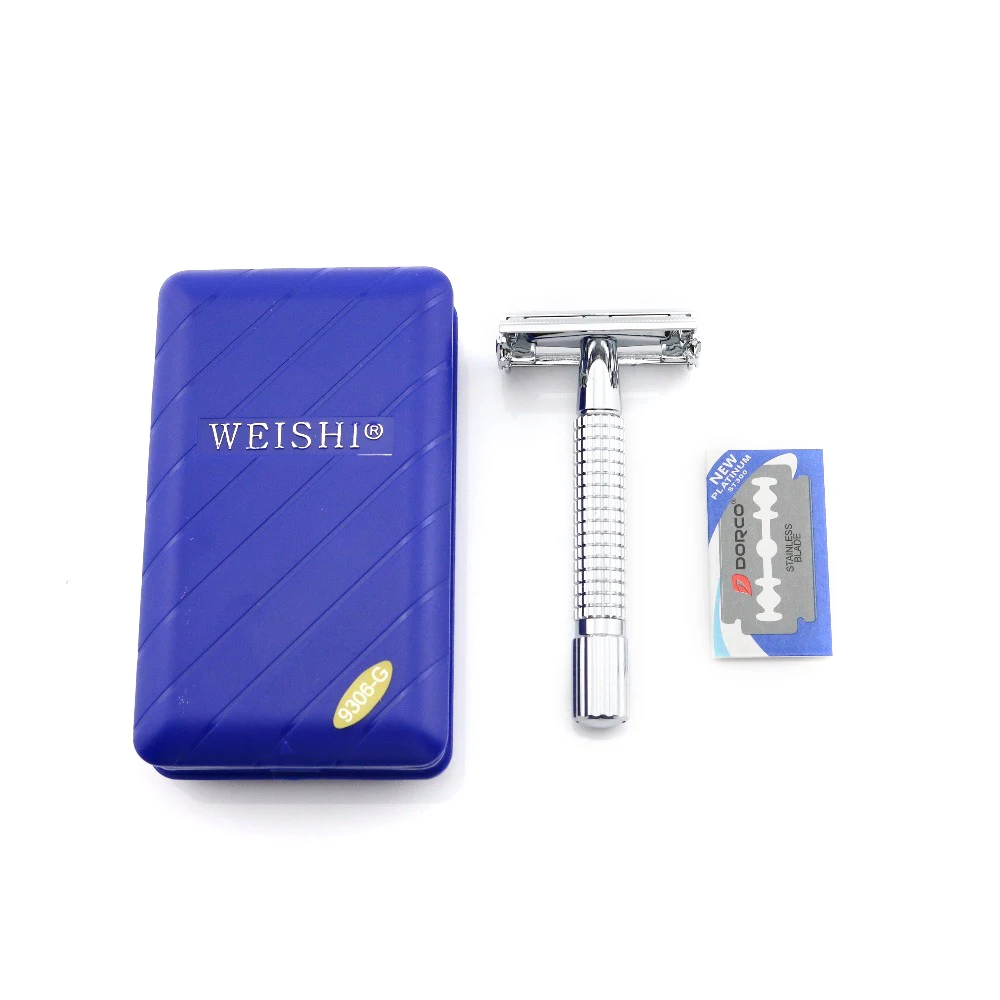 Безопасная бритва WEISHI Butterfly бритвенный станок 9306 G серебристый дорожный бокс
