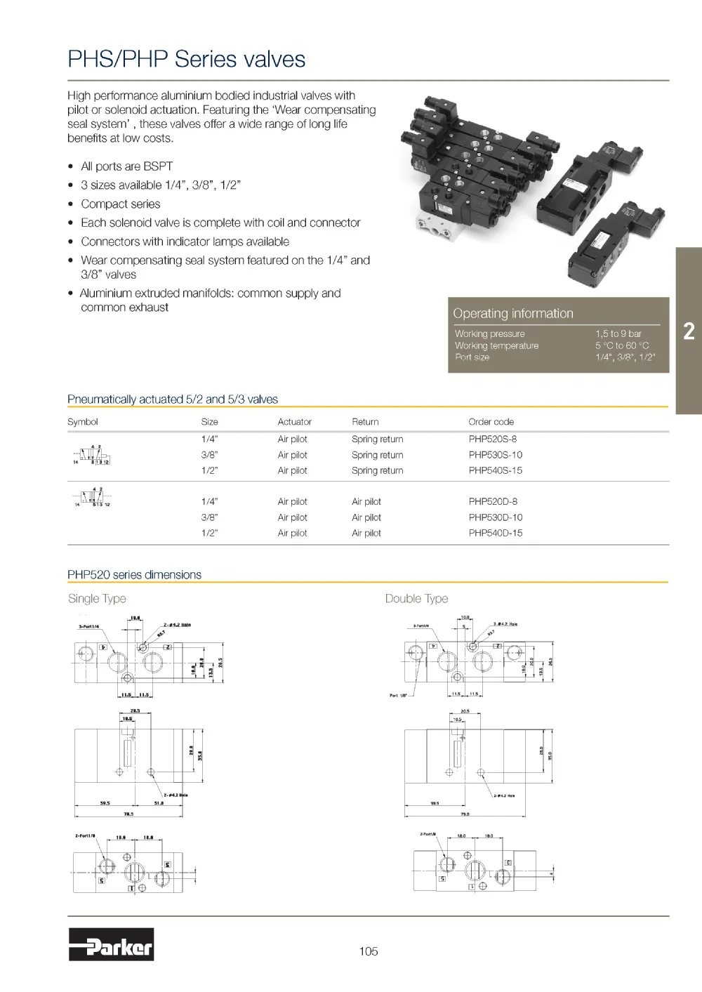 PHS520S-02-220V заменитель PHS520S-8-220V соленоид клапан 1,0-9 бар 0,1~ 0.9MPa PHS520S-02-220V-DL-L 220V-D