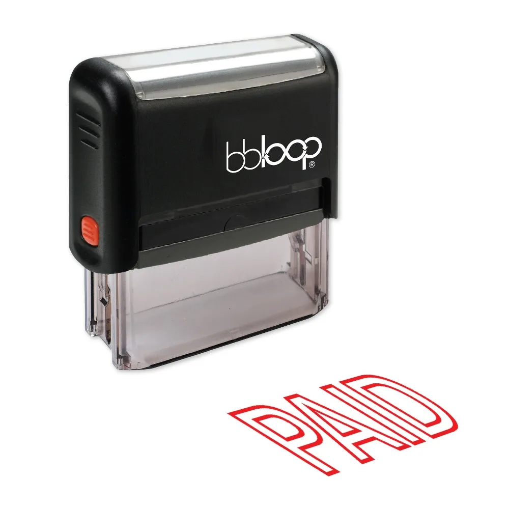 

BBloop "PAID" Outline Self-Inking Stamp, Rectangular, Laser Engraved, RED