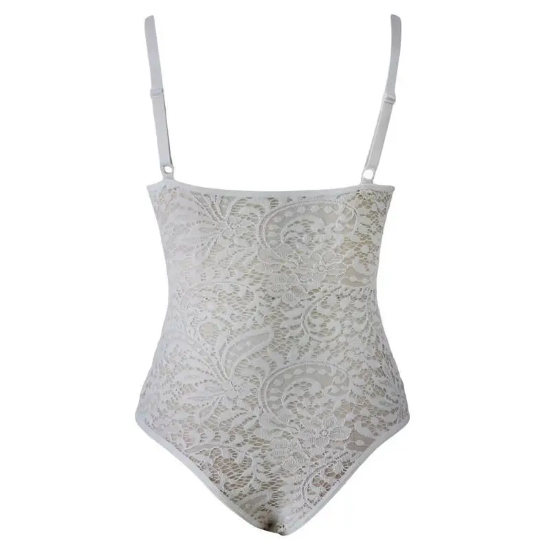 ADEWEL Sexy Women Spaghetti Strap Lace Bodysuit See Through Skinny Body Jumpsuit Ladies Romper Combinaison Shorts Playsuits (8)