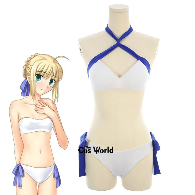 

FGO Fate Grand Order Saber Arturia Pendragon Bikini Swimwear Bathing Suit Sukumizu Tube Tops Underpants Anime Cosplay Costumes