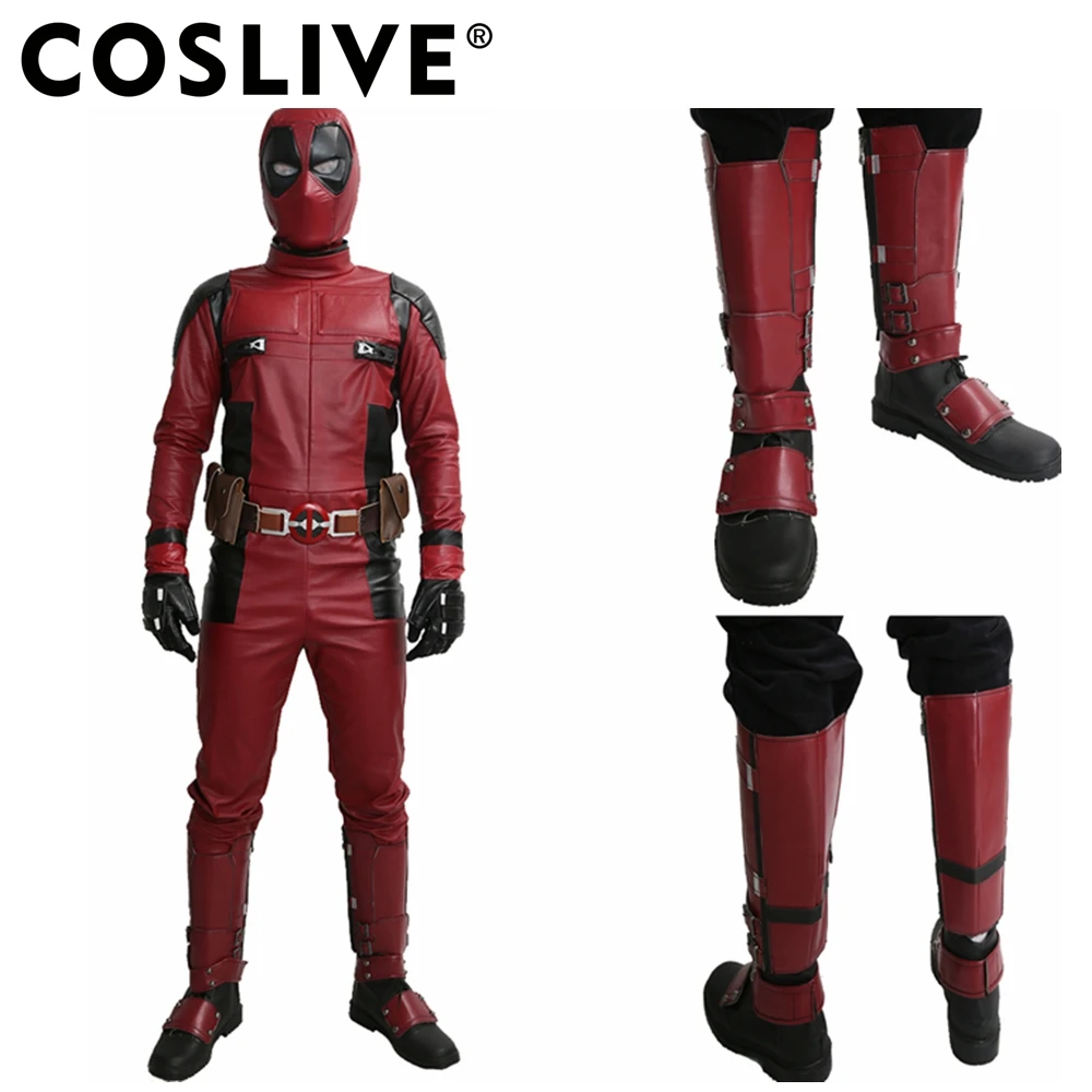 Coslive сапоги Дэдпула фильм Marvel Косплэй ПУ взрослых с боковой молнией до колена