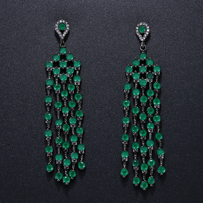 Роскошь emmaya, 3 цвета, длинные серьги для женщин, висячие, AAA, прозрачные серьги с кисточками из кубического циркония, подарок на свадьбу
