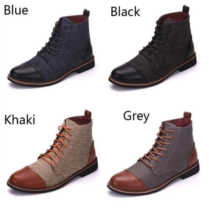 Мужские Ботильоны; дышащие мужские кожаные ботинки; обувь с высоким берцем; Уличная Повседневная мужская зимняя обувь; Botas Homme; H370