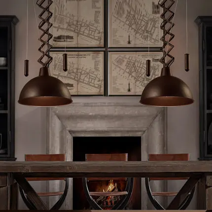 

Loft Vintage Pendant Light Creative Scaling Suspension Luminaire Wrought Iron Pan Lid Industrial Style Pendant Lighting