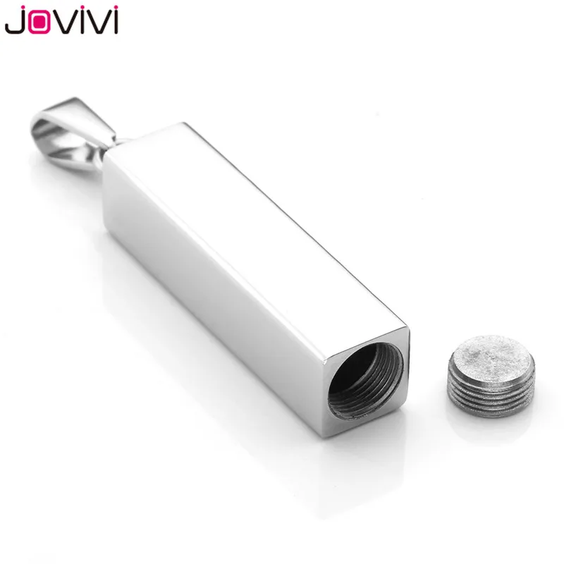 JOVIVI 1x кубический стержень из нержавеющей стали ожерелье с урной кулон памятная