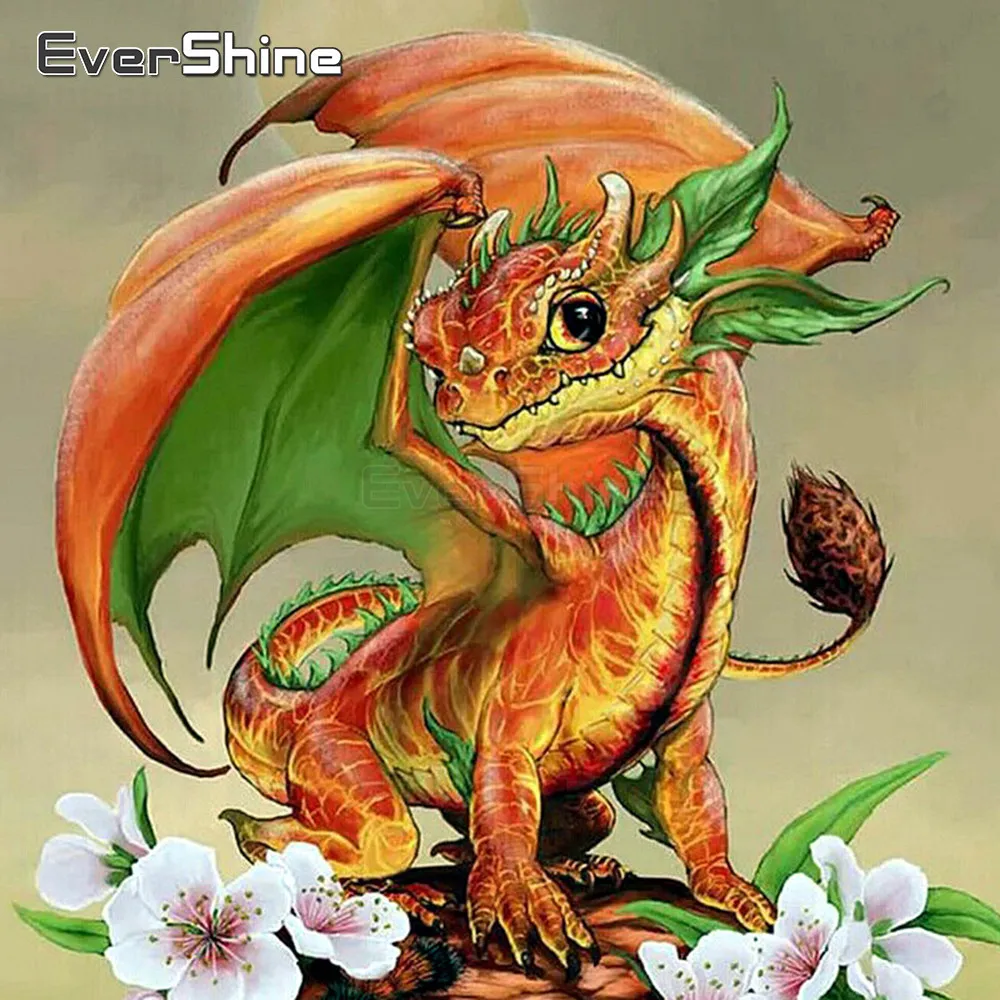 EverShine 5D Diamond Embroidery Cartoon Picture Of Rhinestones Painting Full Square/round Drill Mosaic Dragon | Дом и сад