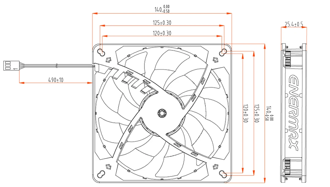 Enermax вентилятор UCTB14B 14 см с Т-образным. B. SILENCE радиатор чехол шасси вентилятор