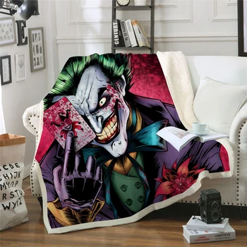 

New 2019 Joker Poker Printed Velvet Plush Throw Blanket Bedspread for Kids Girls Sherpa Blanket Travel Couch Quilt Cover