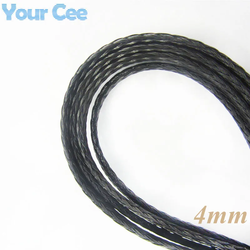 1M 4mm Shielding Sheathing Auto Wire Harnessing Black Nylon Braided