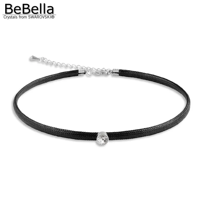 Женский чокер BeBella Rivoli черная веревочная цепочка ожерелье с австрийскими
