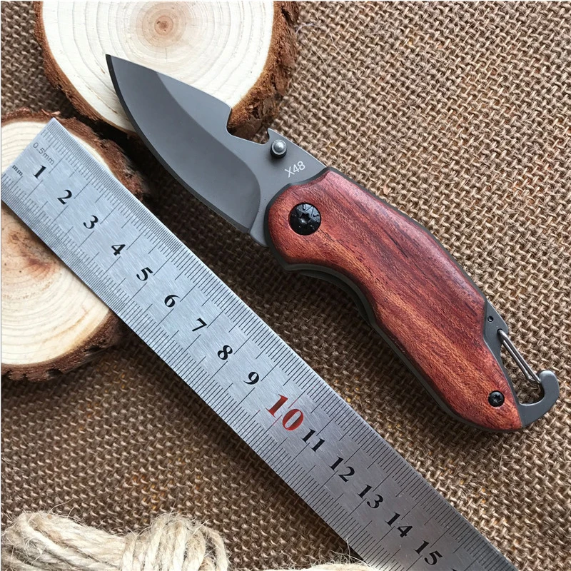 

5CR13MOV Blade Survival Knife Folding Knife Wood Handle Pocket Hunting Tactical Knives Camping Outdoor EDC Tools