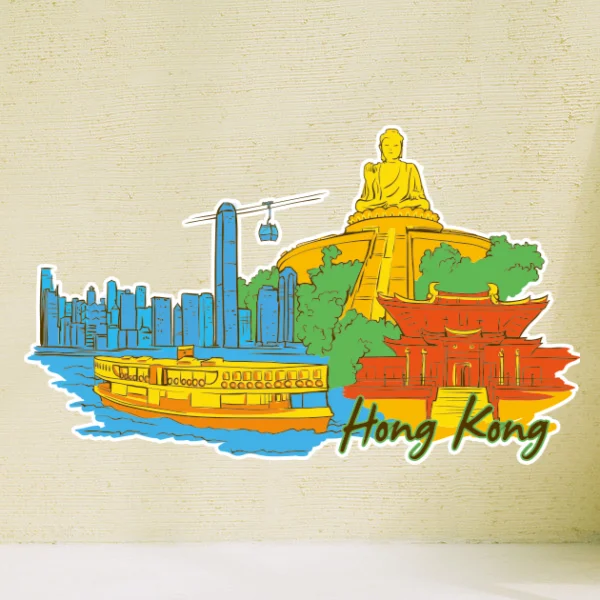 Hong Kong Map Globe Earth City Wall Vinyl Sticker Custom Made Home