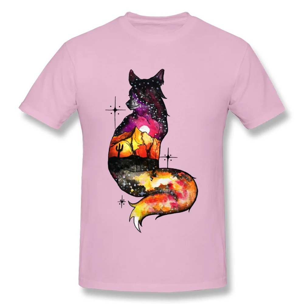 Plain Man T Shirt Round Collar Short Sleeve Cotton Galaxy Desert Fox Tees Fashionable Tees Wholesale Galaxy Desert Fox pink