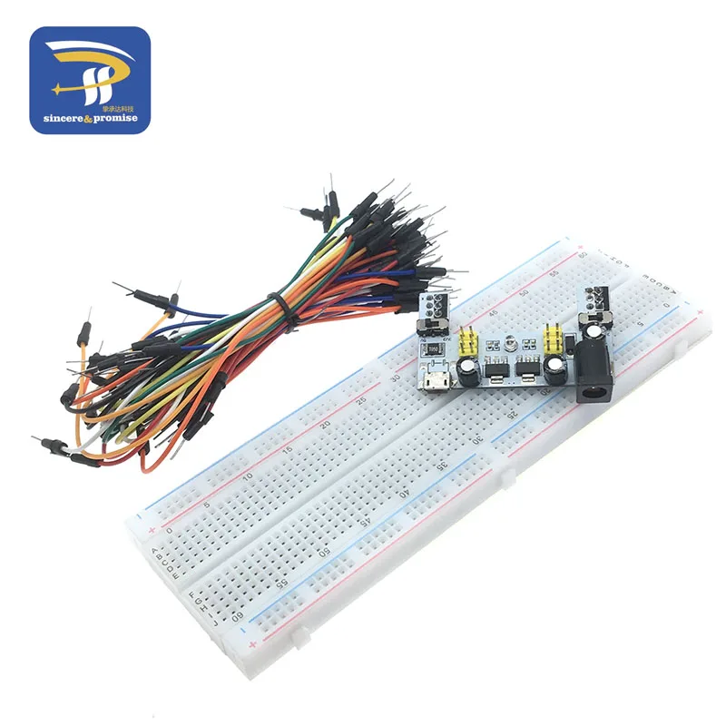 Белый 3,3 В/5 В MB102 макетный модуль питания+ MB-102 830 точек Прототип Хлеб доска для arduino комплект+ 65 перемычек