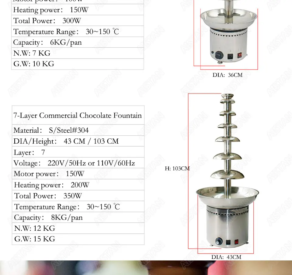 DH296 электрические шоколад шоколадный фонтан расплава фондю водопад машина 4/5/6/7 слоев отеля и оборудование для буфета
