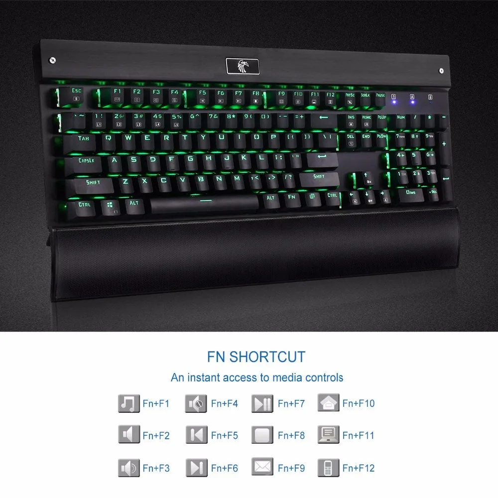 E-Element Z-77 RGB Механическая игровая клавиатура, программируемая RGB подсветка, DIY синие переключатели, подставка для запястья, 104 клавиши против ореолов