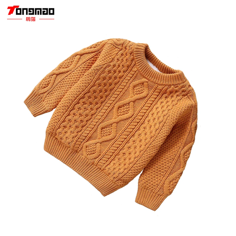 

TONGMAO Winter New Children's Knit Round neck Sweater Solid color Pullover Bottoming Children's Clothing Wild Sweater Thickening