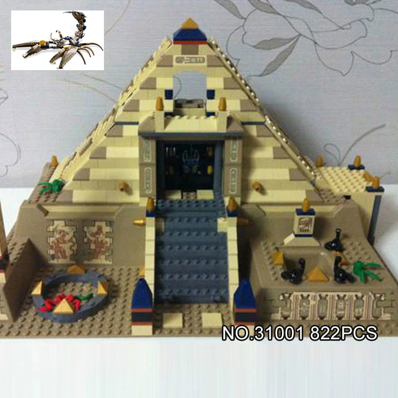 

Hot world famous Architecture Pharaoh Scorpion Pyramid quest building block model Anubis Mummy figures brick 7327 toy collection