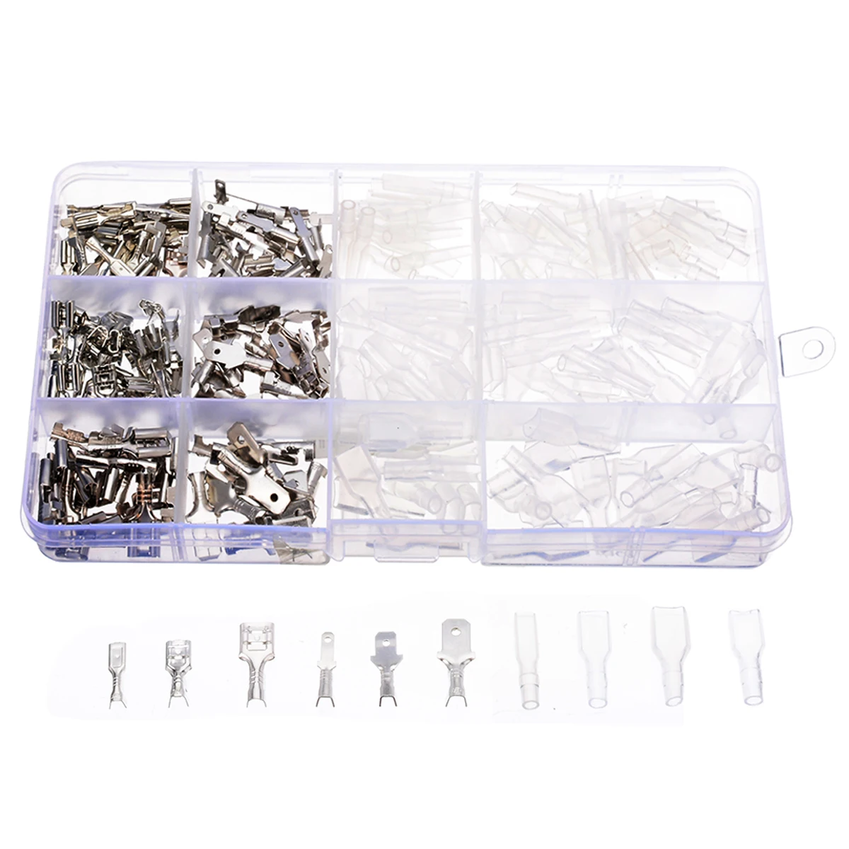 

Mayitr 270pcs 2.8/4.8/6.3mm Male / Female Crimp Spade Terminals With Transparent Insulating Sleeves