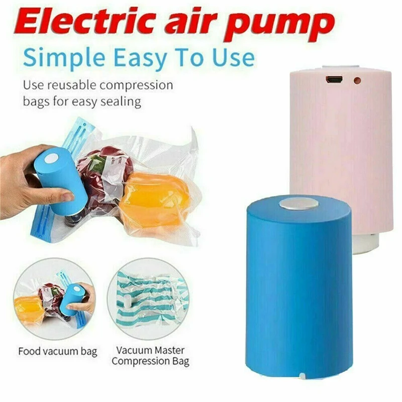Mini Automatic Compression Vacuum Pump with Bags Househoud Snack Fresh Food Rod Strip Kitchen Tool With Bag Sealer Clamp