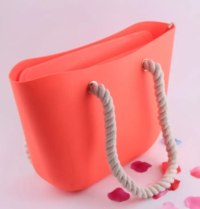 Новинка, карамельный цвет, Женская силиконовая сумка-мешок, дорожная сумка, пляжные кошельки, силикагель, веревка, ручка на молнии, итальянский дизайн - Цвет: orange