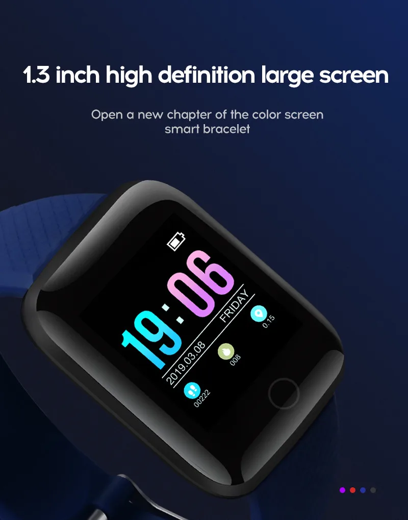 LYKRY A6S Smart Bracelet Fitness Tracker Heart Rate Blood Pressure Monitor Smart Band IP67 Waterproof Sports For Android IOS+Box (4)
