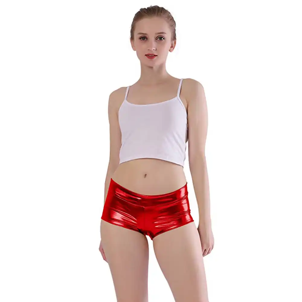 womens red spandex shorts