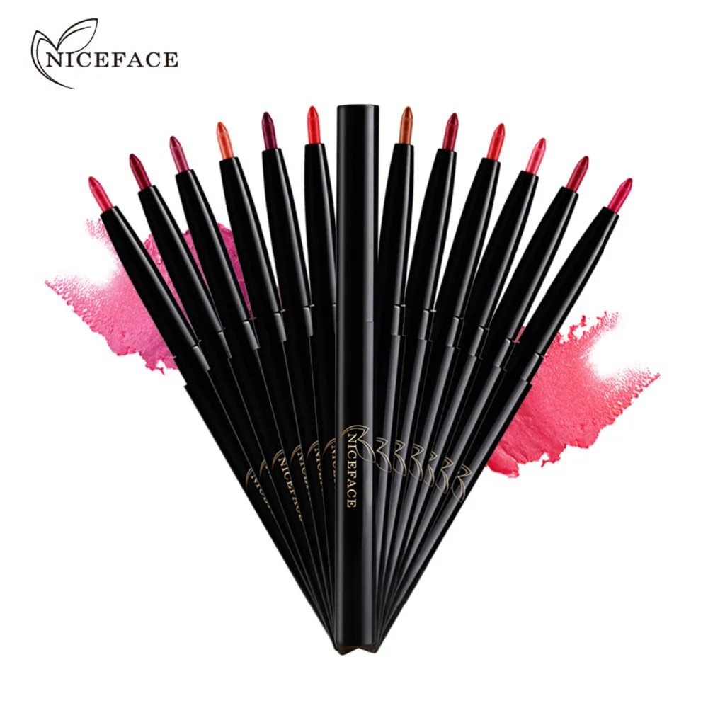

NICEFACE Pro 12 Colors Matte Lip Liner Pencil Sexy Red Lip Waterproof Long Lasting Lipliner Pencils Full Lip Makeup Beauty Tools