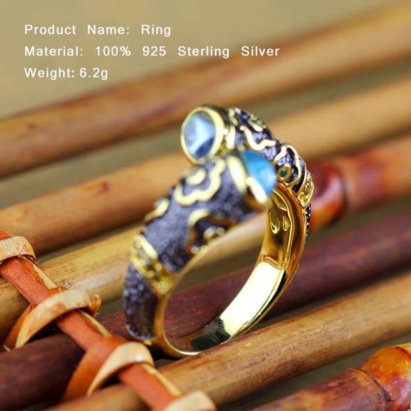 Кольцо с эмалью топаз, 925 пробы, серебряное кольцо для женщин, резной цветок, бриллиант, хорошее ювелирное изделие, роскошное натуральное свадебное кольцо SR16