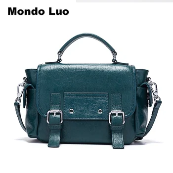 

2019 Women Genuine Leather Vintage Large Capacity Handbag Solid Color Single Shoulder Fashion Bag